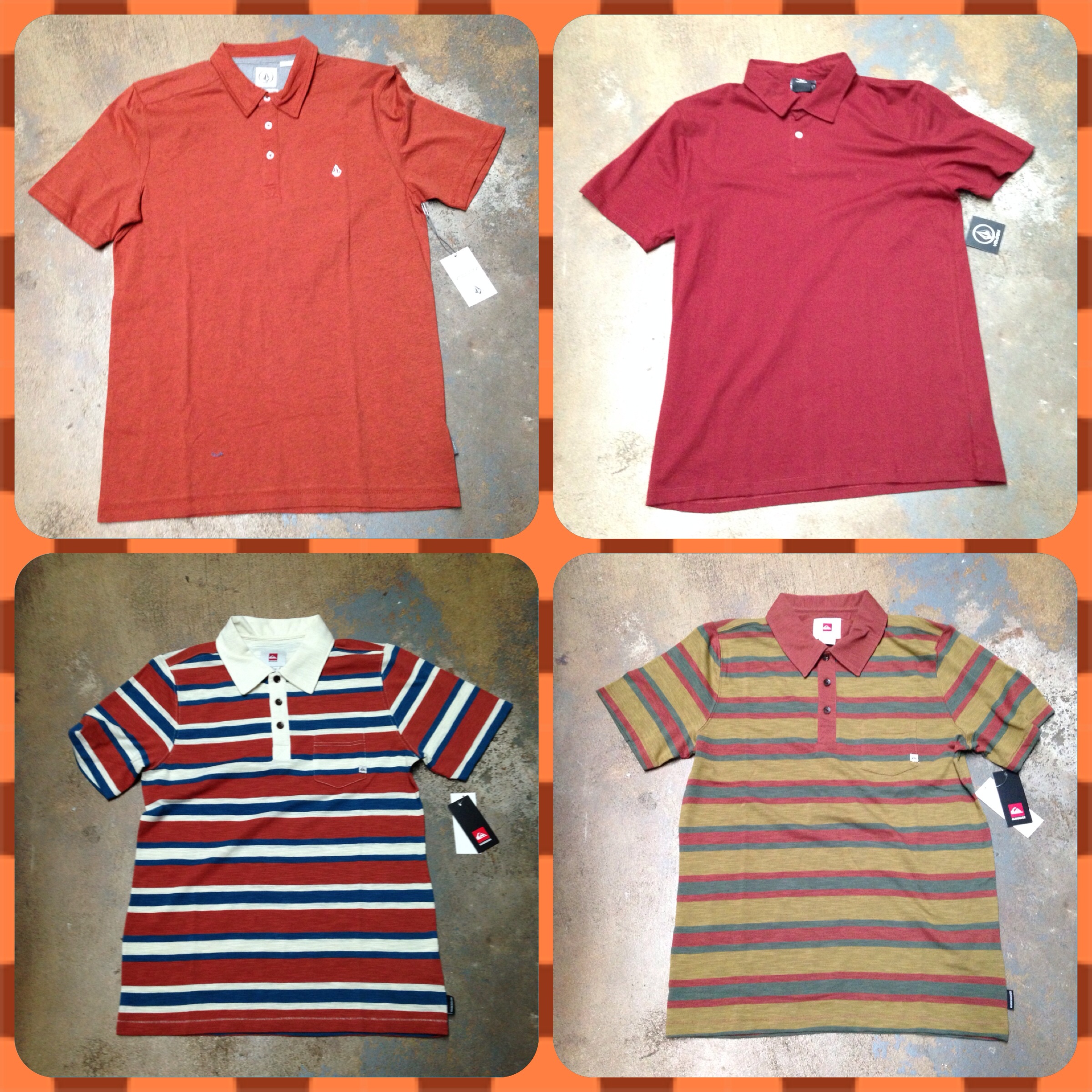 Polos from Volcom and Quiksilver