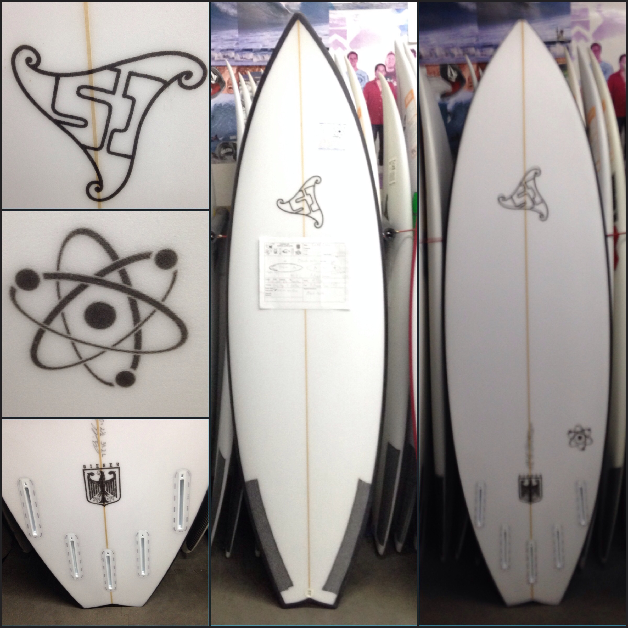 Summer Jet Atom (5'10" x 20" x 2 1/2", 31.2L, swallow tail, futures 5 fin, black rails)  