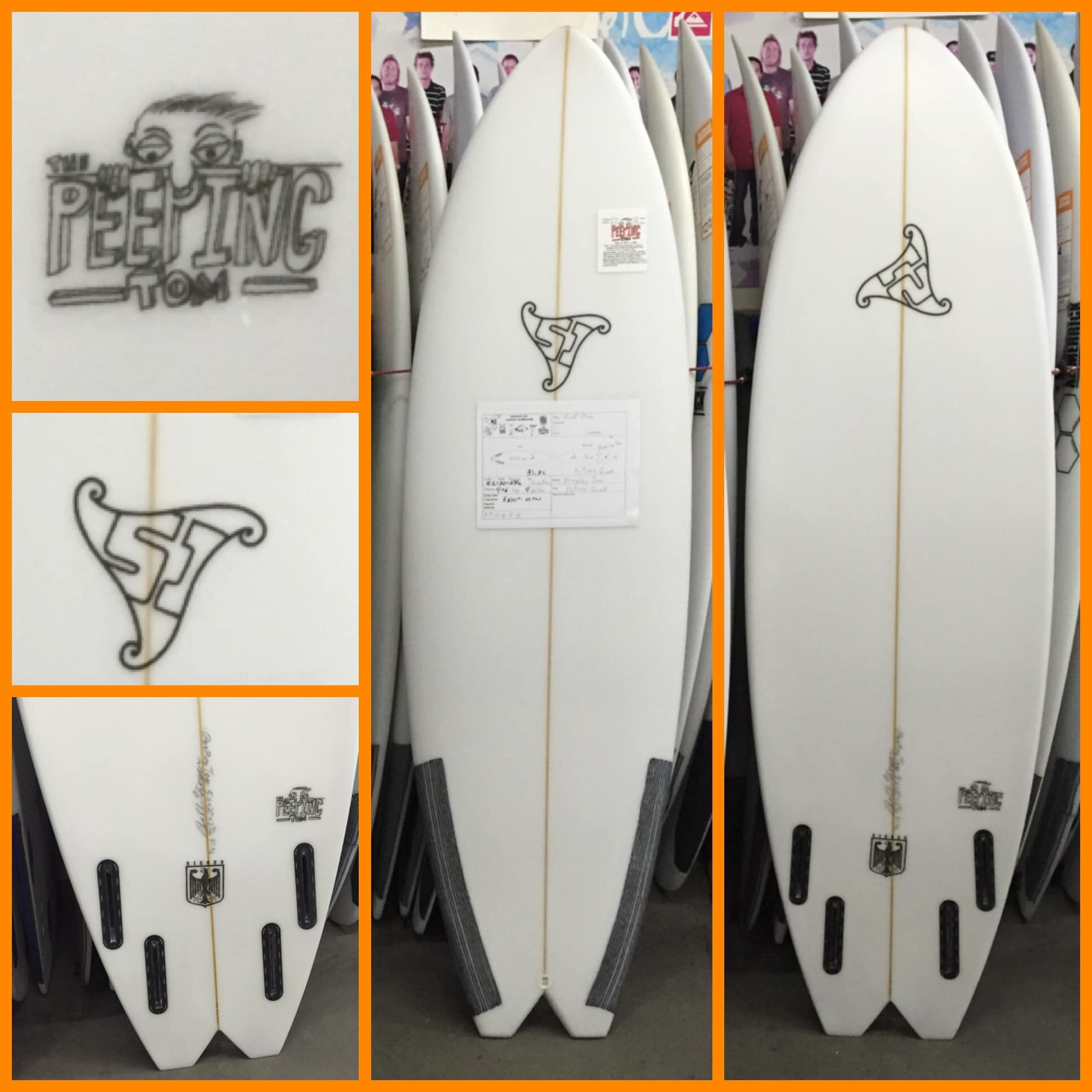 Summer Jet Peeping Tom (5'6" x 20" x 2 7/16" 31.3L) Swallo Tail Futures Quad